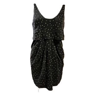 COPY - Aritzia T. Babaton black polka dot gathered 100% silk dress XS